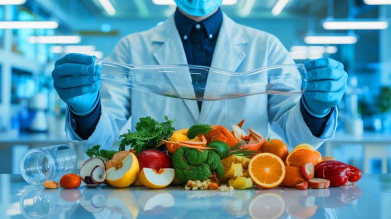 “From Trash to Treasure!”: Revolutionary Method Turns 40 Billion Pounds of Food Waste into Eco-Friendly Plastic and Fertilizer, Transforming Industries Forever Illustration of researchers transforming food waste into biodegradable plastic, generated by artificial intelligence.