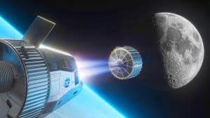 Illustration of Firefly's Elytra Dark vehicle deploying Blue Ghost into lunar orbit.
