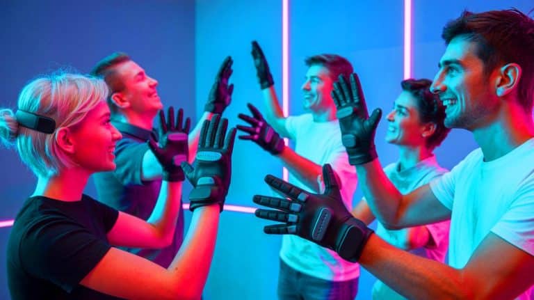 Revolution or Risk? New VR Gloves Promise Real-Time Touch for Digital Communication but Critics Warn of ‘Blurring the Line Between Reality and Illusion’ Illustration of a person using VR gloves with a haptic feedback system for virtual avatar interaction, generated by artificial intelligence.