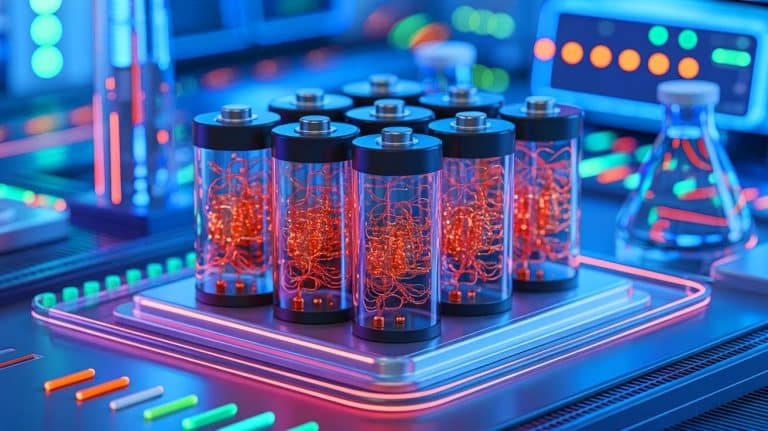 Illustration of manganese-based sodium-ion batteries enhanced with copper, generated by artificial intelligence.