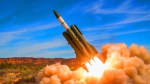 Illustration of the Australian Army conducting a long-range test of the Precision Strike Missile, created by artificial intelligence.