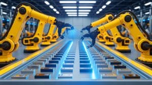 Illustration of advanced lithium battery recycling technologies and automated processes shaping the future of sustainable energy solutions.
