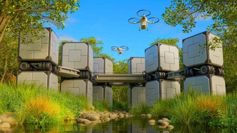 Chaos Strikes as Swarms Overtake Cities: AI-Powered Insects Revolutionize Urban Landscapes in Unbelievable Ways Illustration of modular robots demonstrating their ability to navigate complex outdoor environments and assemble into functional structures.