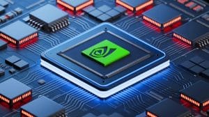 Illustration of Nvidia's AI chip amid U.S.-China trade tensions.