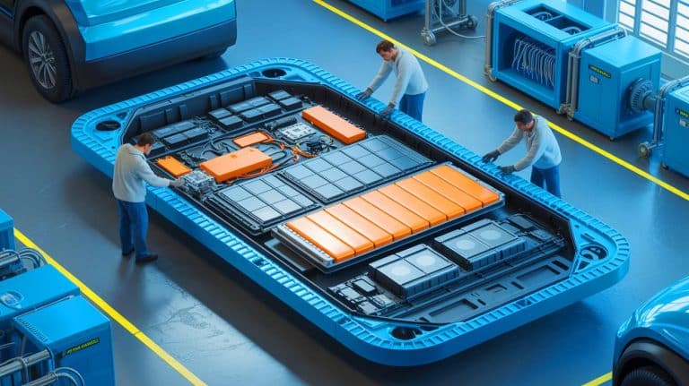 EV Battery Recycling: “This Is a Ticking Time Bomb” Threatening America’s Green Future Illustration of the complex process of recycling lithium-ion batteries from electric vehicles.