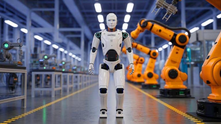 “Unitree Launches $5,900 Robot” R1 Humanoid Revolutionizes Affordable Robotics Despite Missing Hands Limiting Use Illustration of the Unitree R1 humanoid robot demonstrating its advanced mobility features.