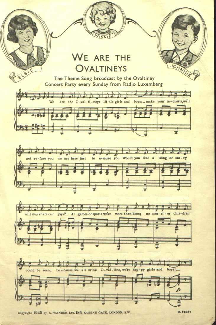 Sheet Music for “We are the Ovaltineys”