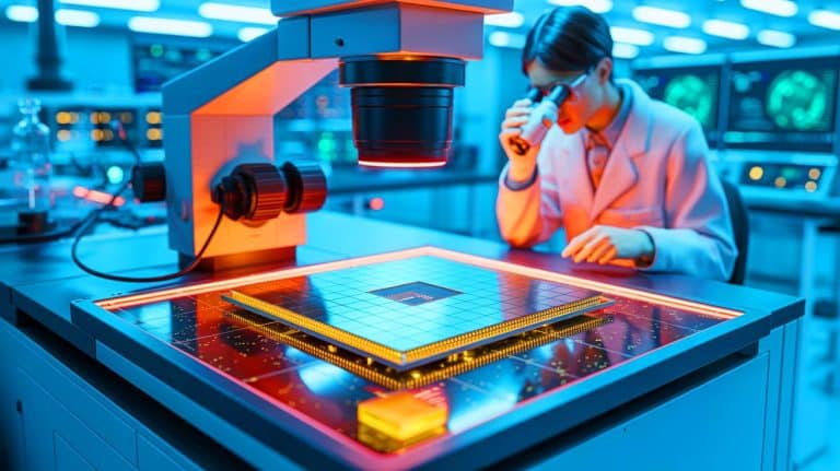 Illustration of the first wafer-scale indium selenide chip developed by scientists in China.