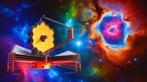Illustration of the James Webb Space Telescope’s Near-Infrared Camera displaying the Tarantula Nebula star-forming region.