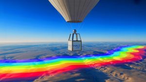 Illustration of HALE InSAR radar system aboard a high-altitude platform detecting Earth surface changes.