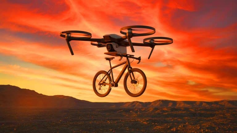 Ukrainian Soldier “Flies to Freedom” on Emergency E-Bike Airlift: Drones Fuel New Era of Battlefield Rescues Illustration of a heavy bomber drone delivering an e-bike to a soldier in a war zone.