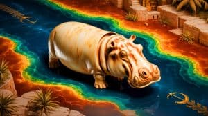Illustration of an ancient artifact made from hippopotamus ivory revealing prehistoric trade networks.