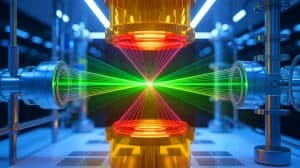 Illustration of entangled light demonstrating quantum advantage in a photonic system.