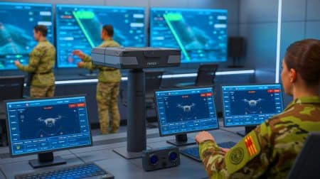US Military Reveals Terrifying New Defense System That Will Destroy Hostile Drones Before They Can Attack Illustration of an AI-driven drone detection system developed by L3Harris Technologies and Shield AI.