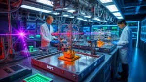Illustration of MIT Physicists Doubling Atomic Clock Accuracy Through Global Phase Spectroscopy.