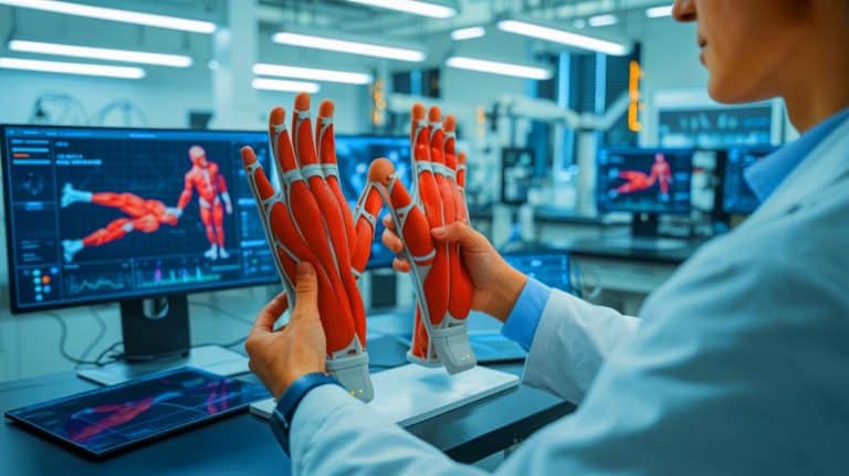 AI-Powered Muscles Revolutionize Safety with Lifelike Materials, Transforming How We Interact with Technology Illustration of AI-powered muscles made from lifelike materials in a glove prototype.