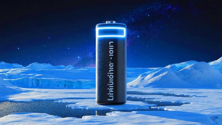 Lithium Batteries Revolutionize Extreme Cold and Space Exploration, Extending Lifespan and Performance in Harsh Conditions Illustration of lithium-ion batteries operating efficiently in extreme cold and space environments.